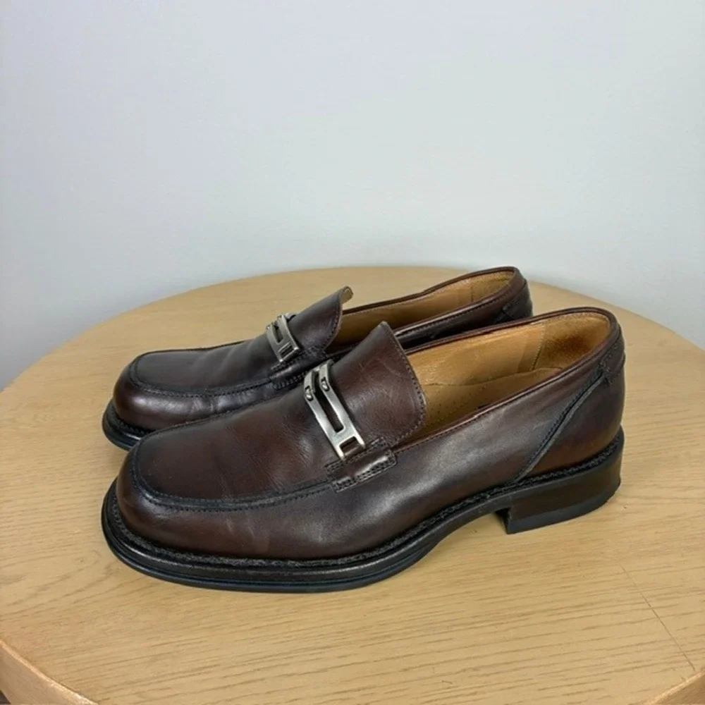 Rocco Bucci Leather Square Toe Bit Loafers Men's 9 Quiet Luxury Preppy Fall